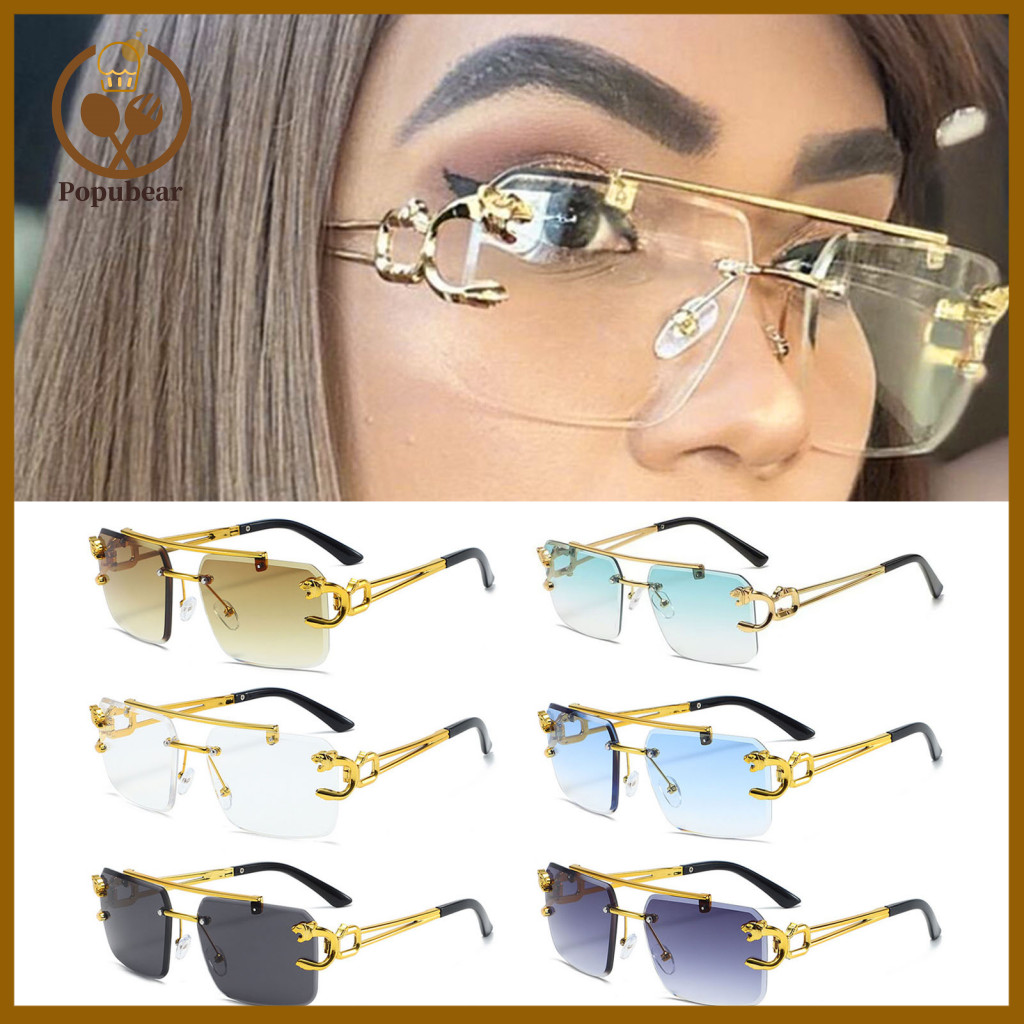 Uv380 Sunglasses Retro Double Beam Vintage Rectangle for Women Men Leopard Print Frame Design Uv Protection Stylish for