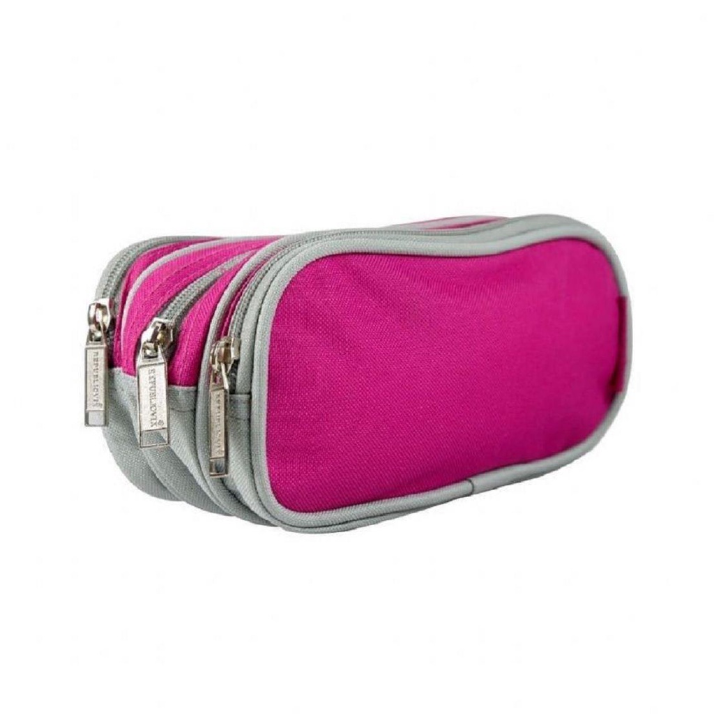 Estojo Lona 3 Divisoes Republic Cg32307 Pink/cinza