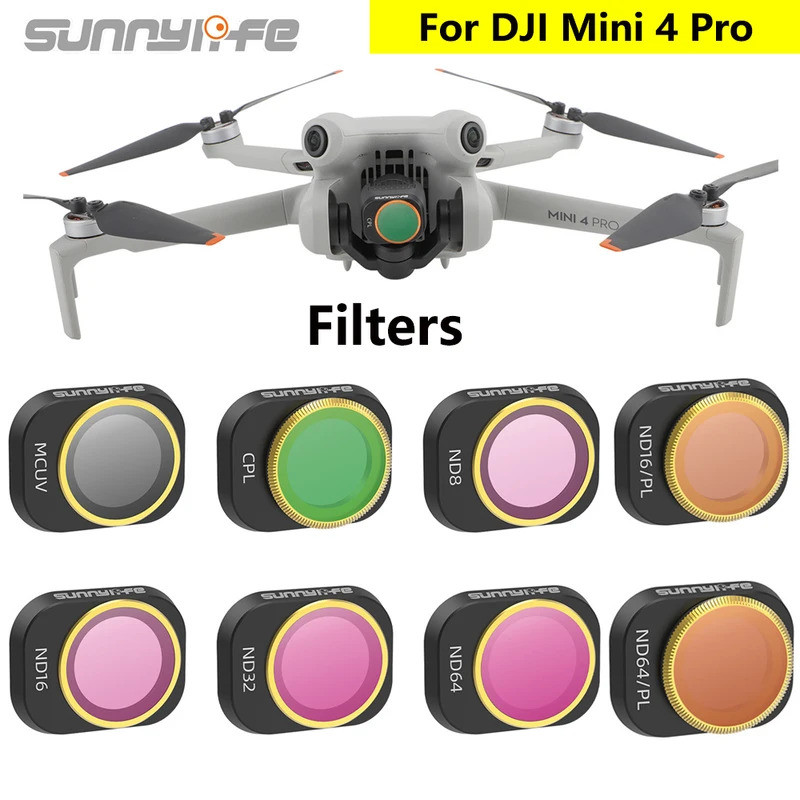 Filtros de Lente Sunnylife para DJI Mini 4 Pro MCUV CPL ND8/ND16/ND32 ND64-PL Conjunto de Filtros Ajustáveis Acessórios