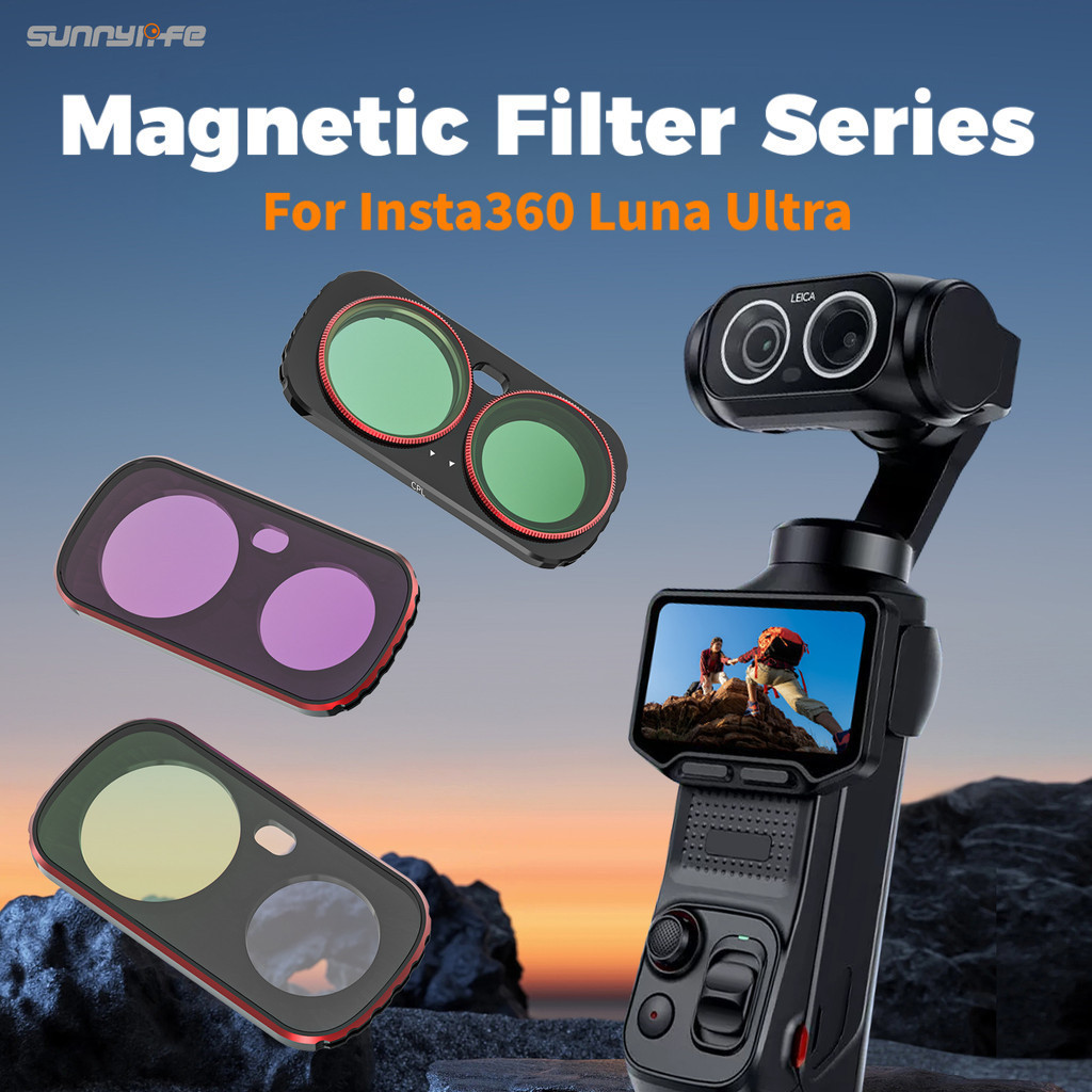 Filtro Magnético Ultra Sunnylife Insta360 Luna, CPL Ajustável, Preto, Anti-Danos por Luz, Filtro ND de Metal MCUV, Lente