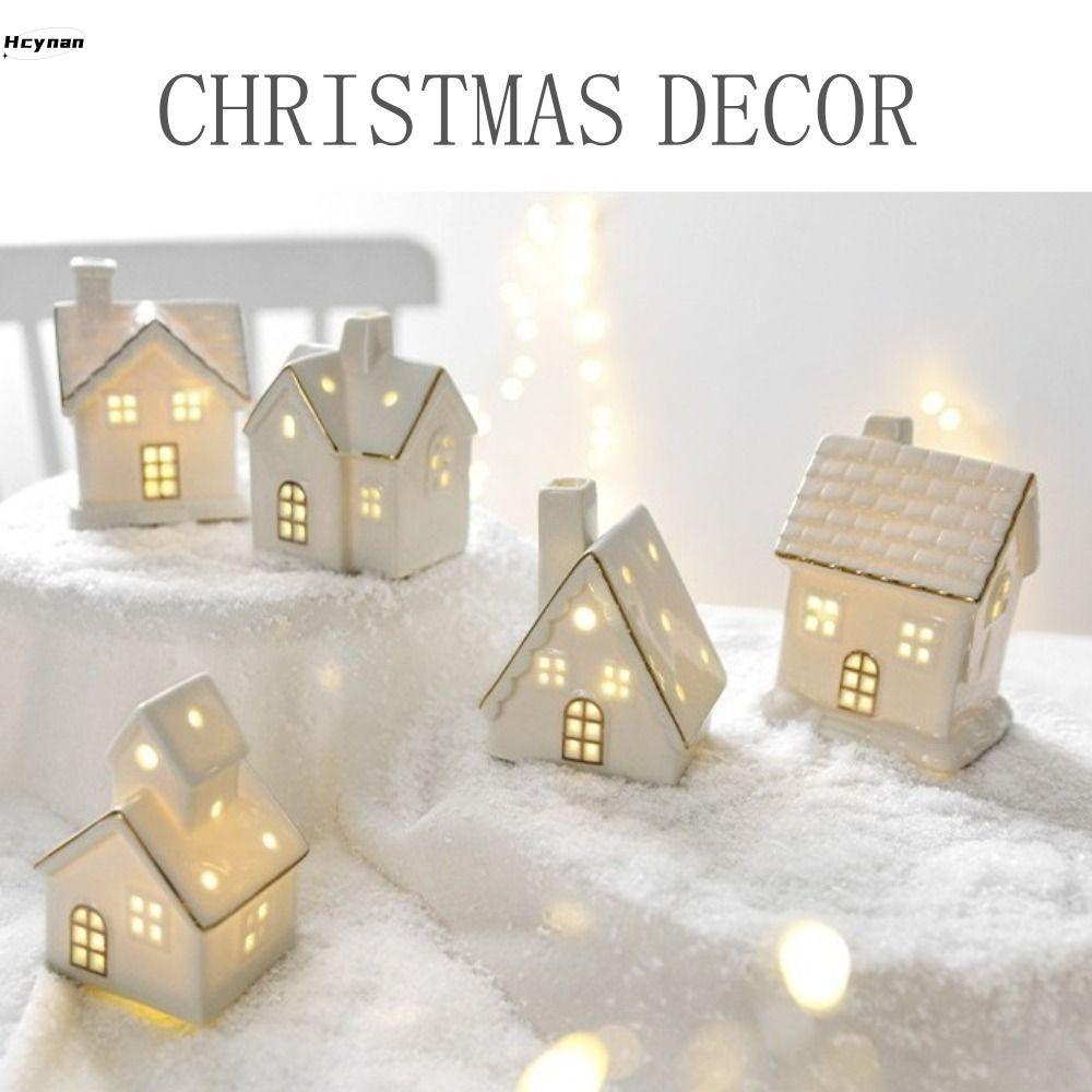 Casa De Aldeia De Porcelana HCYNAN , Casas De Vila De Natal De Cerâmica Iluminada Por LED , Enfeites De Mesa Para Decora