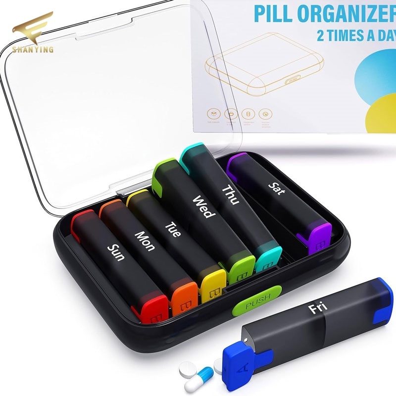 Organizador De Comprimidos Portátil , 14 Grades , Caixa Semanal , Selada De Armazenamento De Medicamentos , À Prova De U