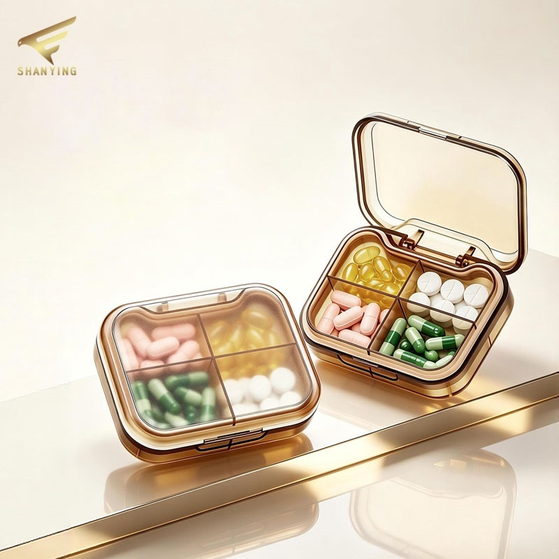 Organizador Semanal De Comprimidos , 4 Cintas , Caixa De Armazenamento De Medicamentos Selada Para Viagem , À Prova De U