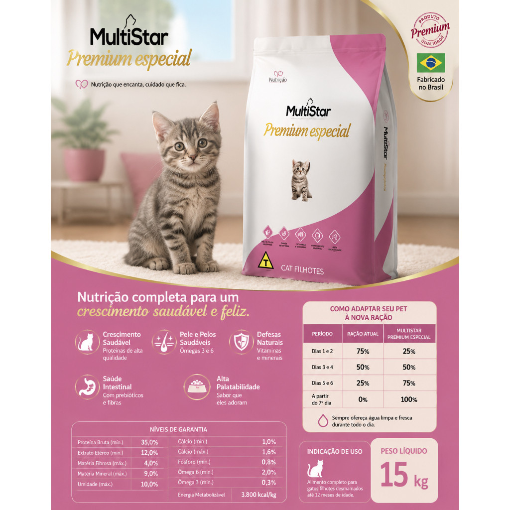 Ração Para Gatos Multi Star Cat Filhote 10,1kg