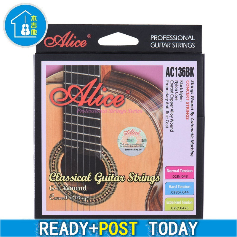 Alice AC136BK H Cordas De Guitarra Clássica De Nylon Preto 6 Peças/Conjunto De Alta Tensão Vem Com Um Grátis