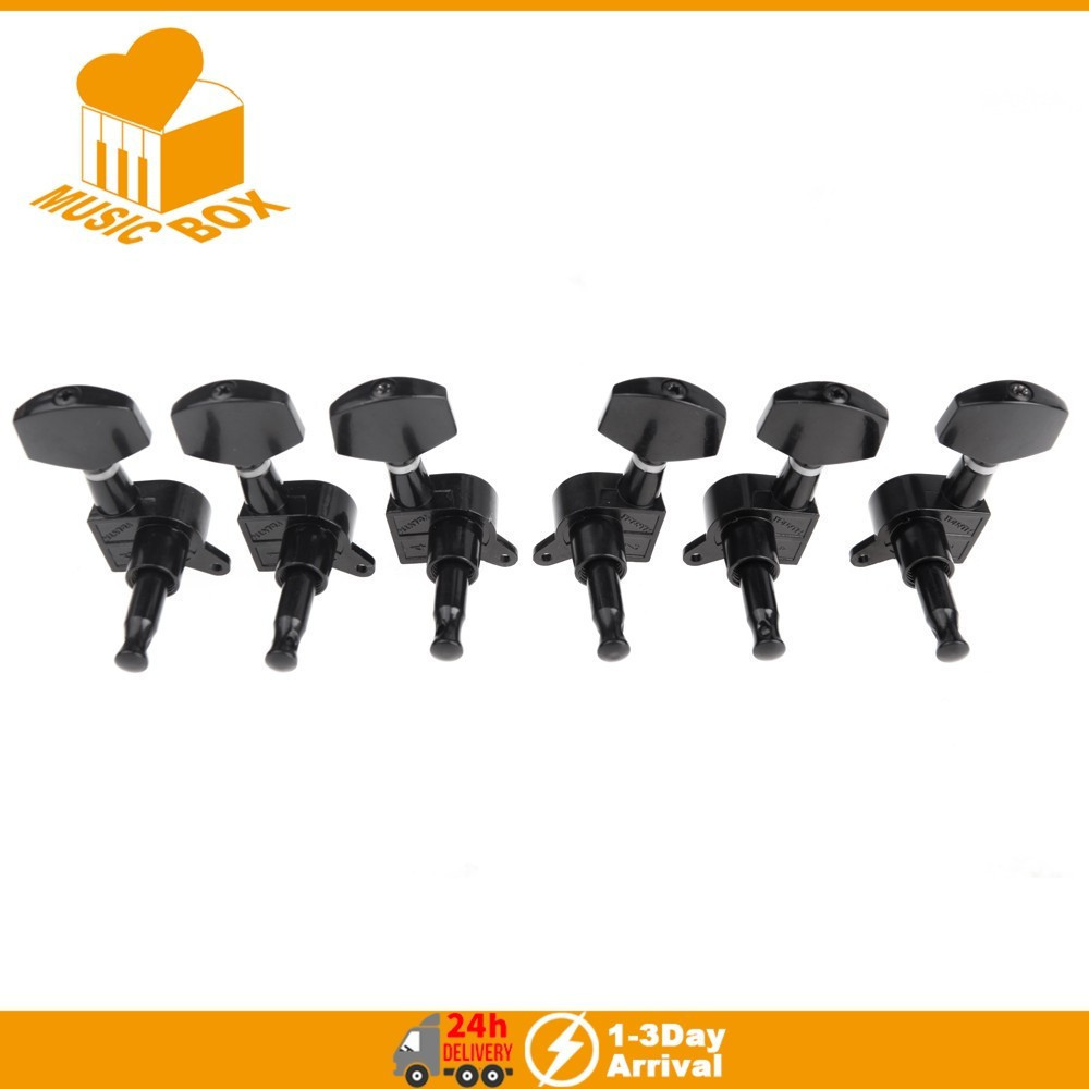 6 Peças Preto Selado Afinação Elétrica Pegs Tuner Máquina Cabeça 3R 3L Guitarra Acústica