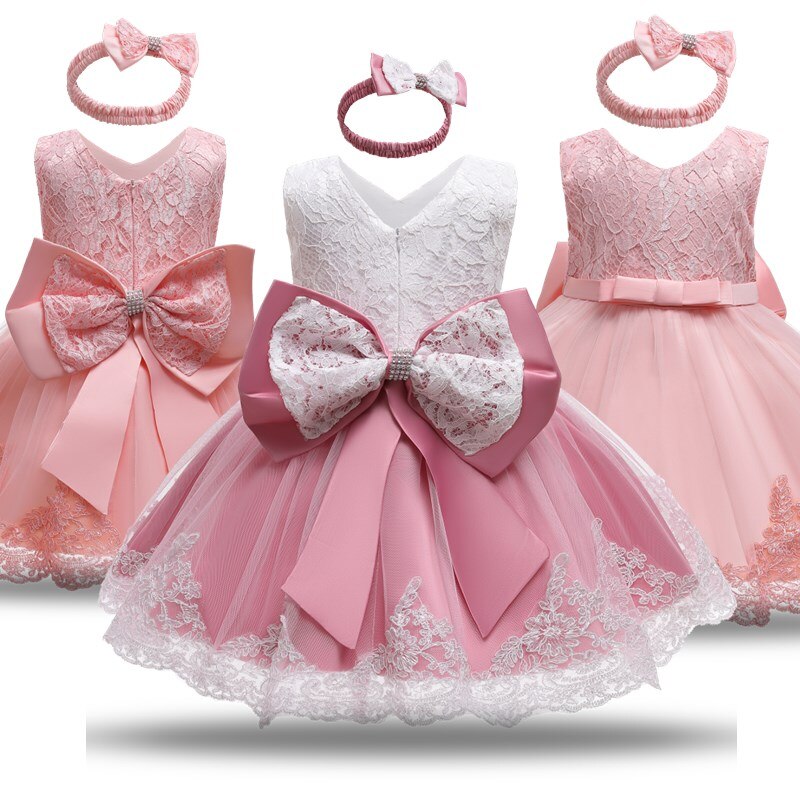 WFRV Baby Girl Kids Flower Lace Embroidery Birthday Tutu Dress Wedding Gown