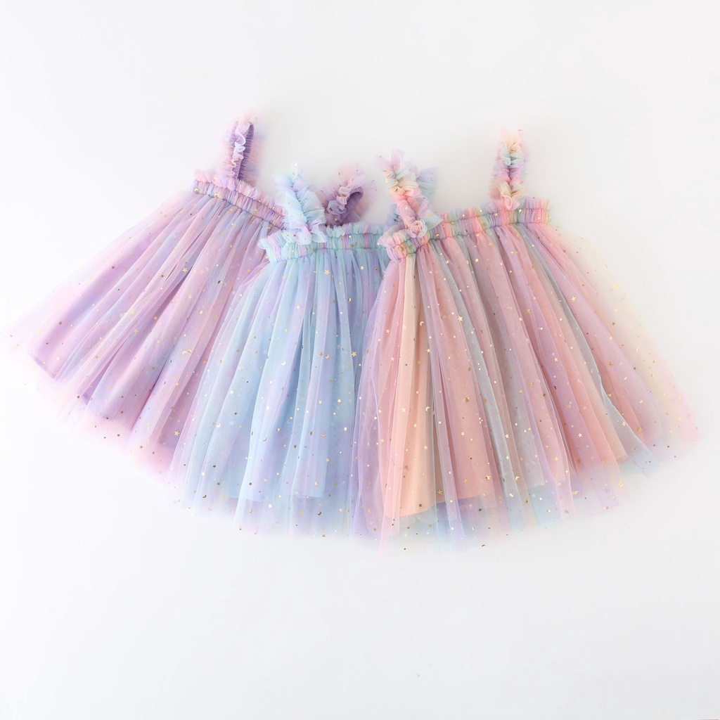 Vestido De Bebê Kids Dream Dress Summer Flower Girls Rainbow Sequin Sleeveless Sweet Wedding Princess Baptizado Branco