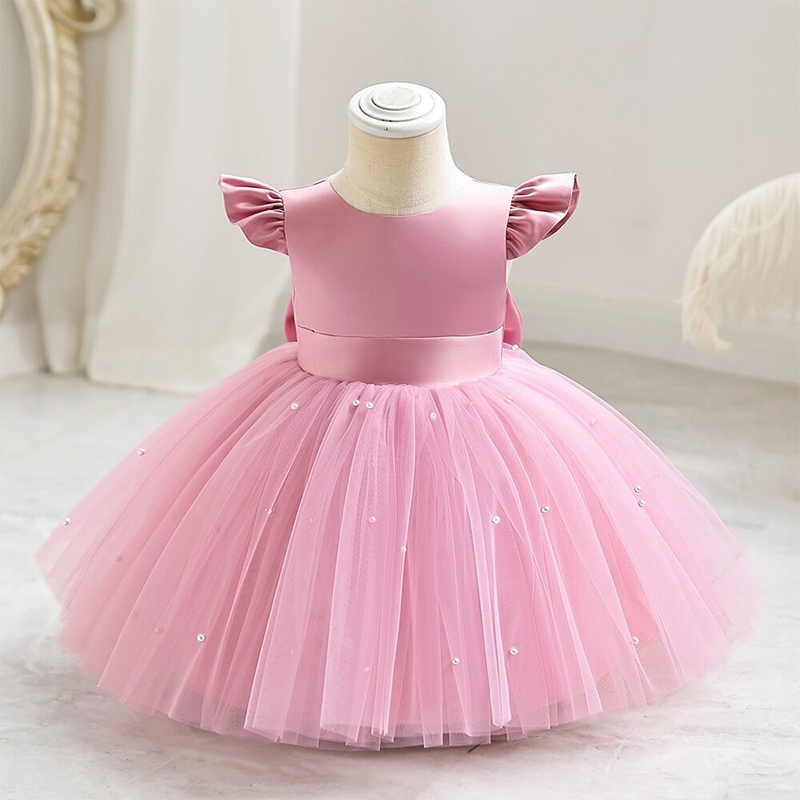 Infantil Vestidos Da Menina Vestido De Baile Princesa De Lantejoulas Arco Do Bebê 1st Birthday Party Dress De Casamento