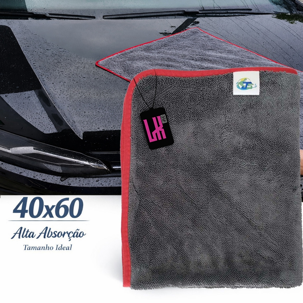 Toalha de Secagem 40x60 600gsn Js Alta Absorção Seca Carro Moto Rapido Microfibra