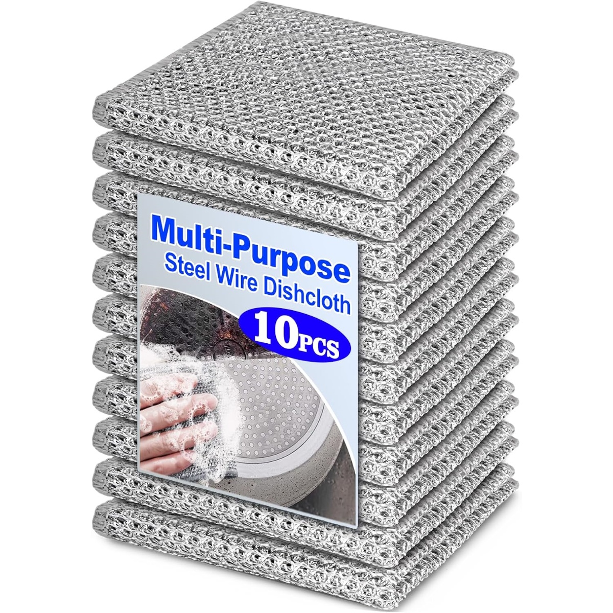 Panos De Prato De Fio De Aço Multiuso 10/20 PCS : Reutilizáveis De Secagem Rápida E Sem Odor Para Limpeza De Cozinha Cui