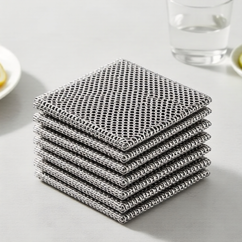Panos de Aço Inox Multiuso, 10/20 Unidades – Limpeza Durável, Reutilizável, de Secagem Rápida e sem Odor para Cozinha e