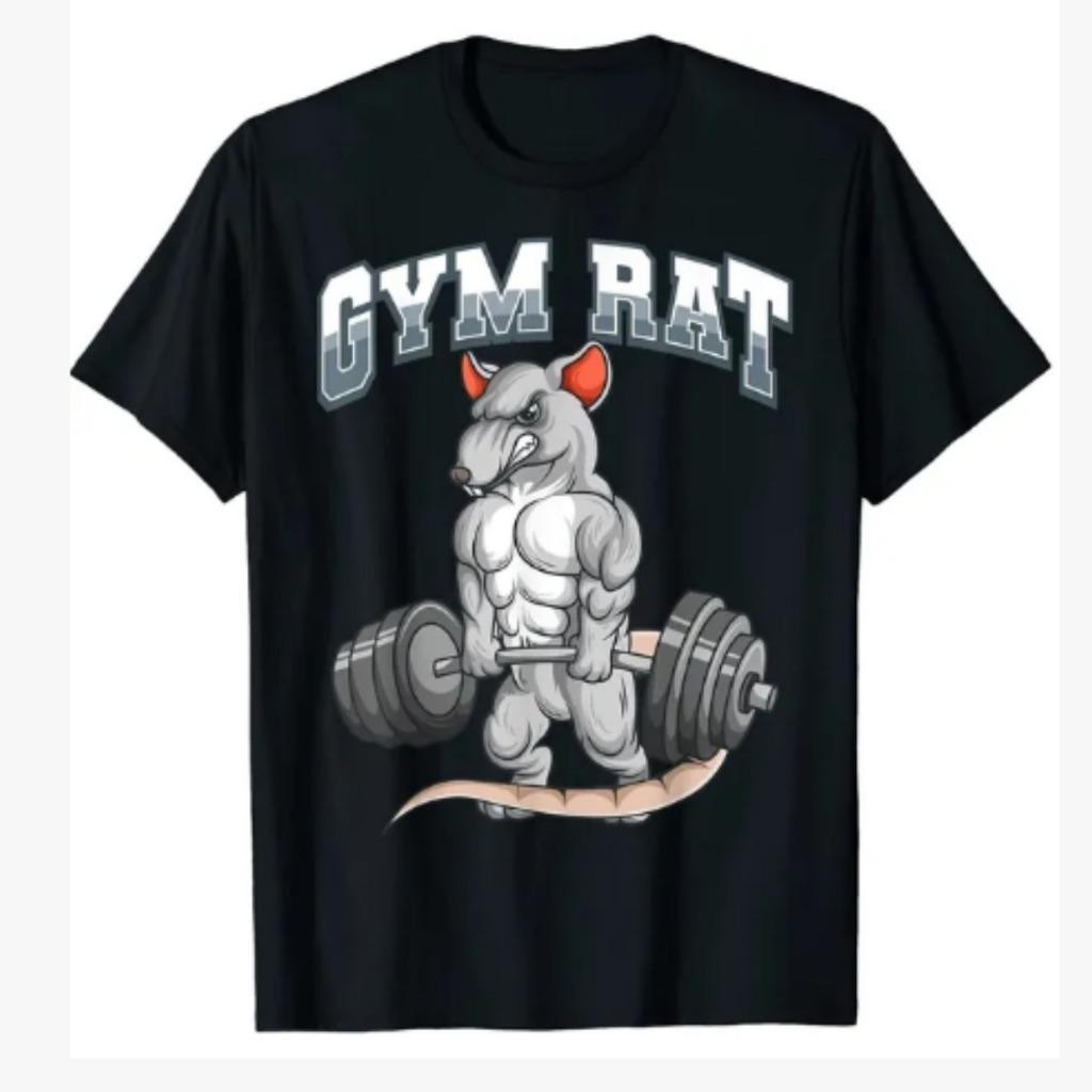 Camiseta Oversized Com Estrampa Gym Rat Academia Treino Maromba Fitness Rato De Academia Presente Personalizada