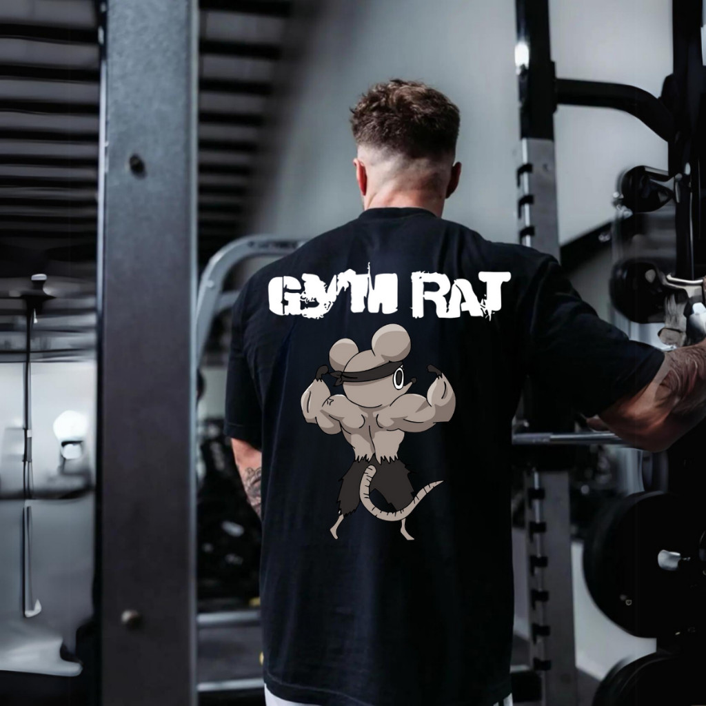 Camisa Oversized Treino Academia Camiseta Masculina Estampa Gym Rat