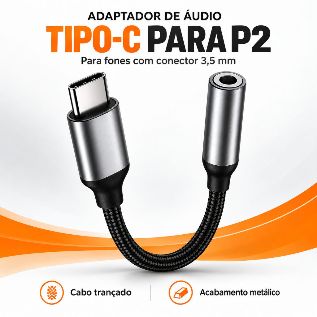 Cabo Adaptador Tipo C Usb-c Para Fone Ouvido P2 P3 3.5mm P2 Femea compativel com Samsung Xiaomi IOS