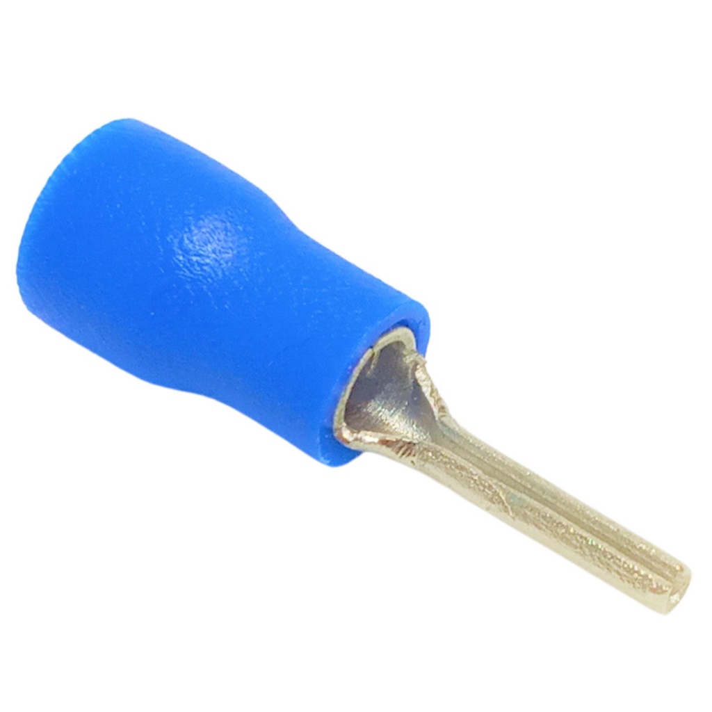 Kit 100 Peças Terminais Pré Isolados Tipo Pino Agulha Azul 1,5mm à 2,5mm Tubular Ilhós Oco Conectores