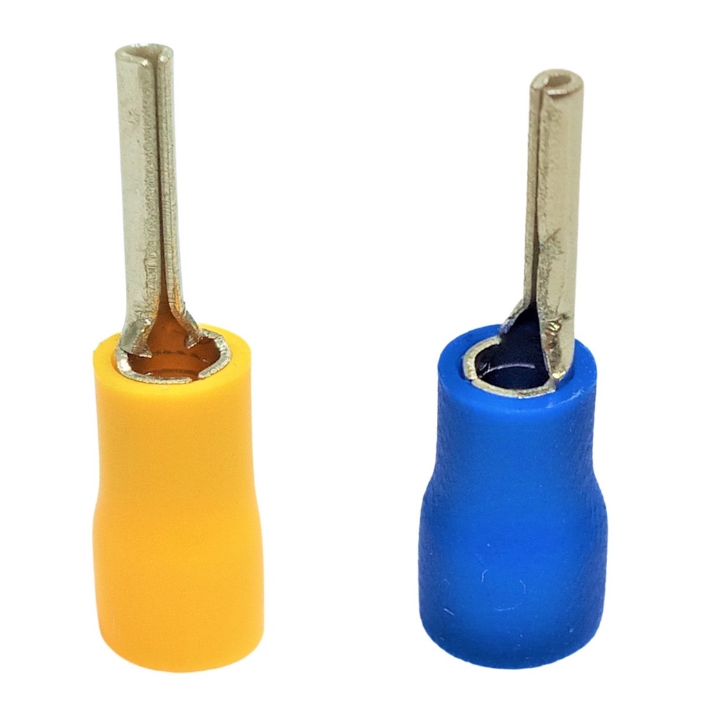 Kit 60 Peças Terminais Conectores Tubular Elétrico Ilhós Pré Isolados Tipo Pino Agulha Azul Amarelo 1,5mm à 6mm