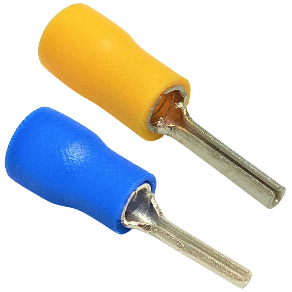 40 Peças Terminais Pré Isolado Azul 1,5mm - 2,5mm Tipo Pino e 40pçs Conectores Elétricos Ilhós Tubular Amarelo 4mm - 6mm
