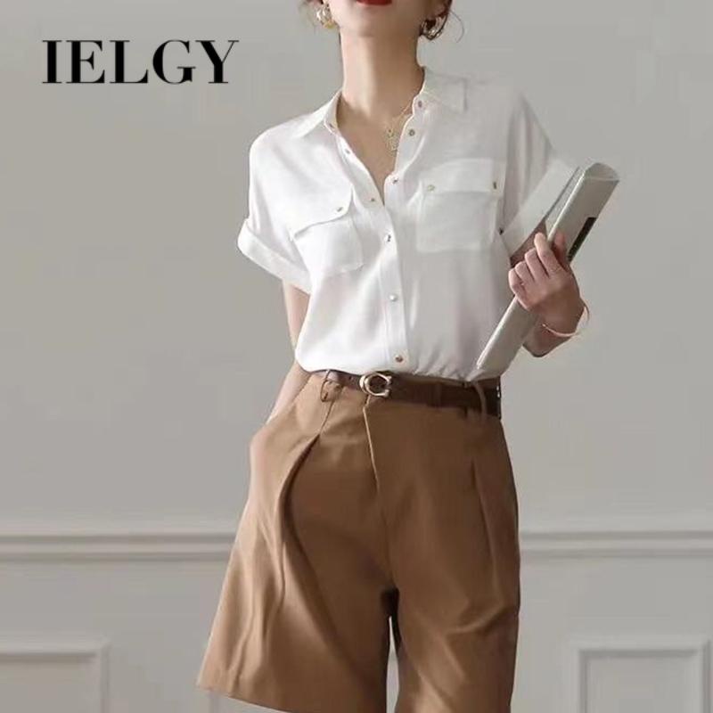 IELGY chiffon Camisa Branca Feminina Seção Fina design Sentido Nicho Temperamento Estilo Estrangeiro Topo Coreano