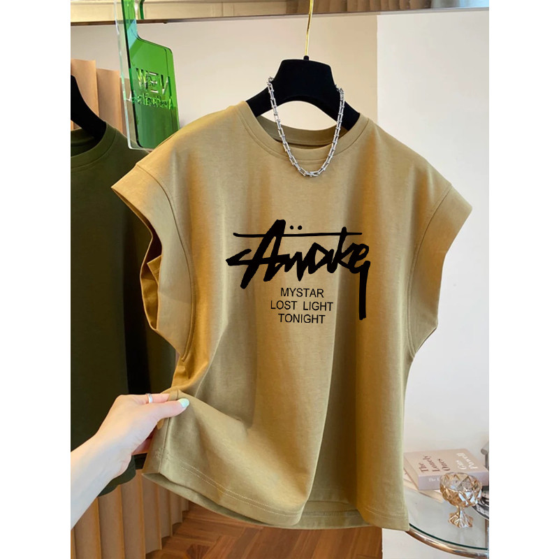 Design nicho sem mangas colete camiseta feminina 2026 novo estilo elegante All-Match moda estilo estrangeiro puro algodã