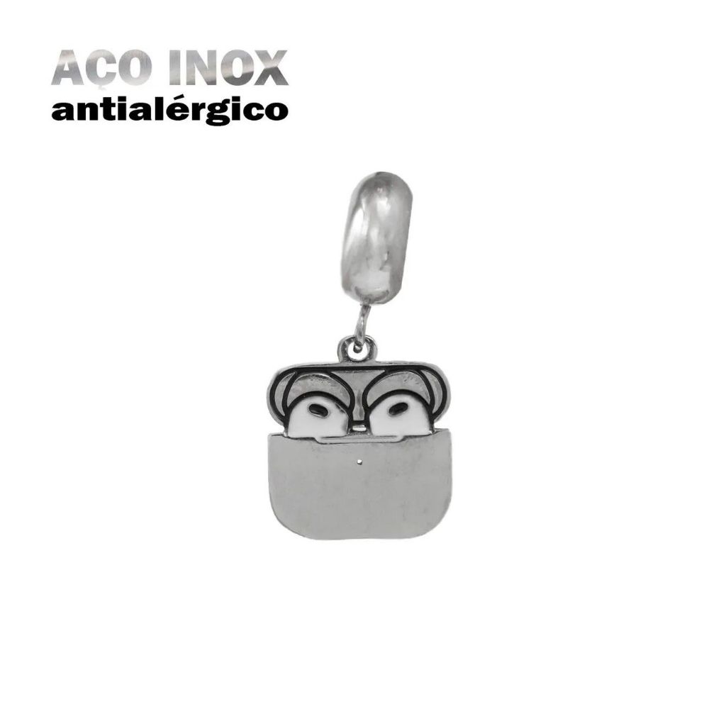 Berloque fone de ouvido AirPods - aço inoxidável, garantia permanente
