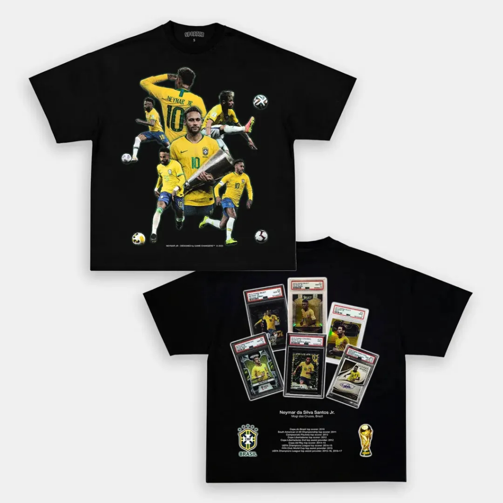 Camiseta T-shirt Básica e Oversized Algodão Premium Graphic Tee Jogador Seleção Brasil Futebol Y2K