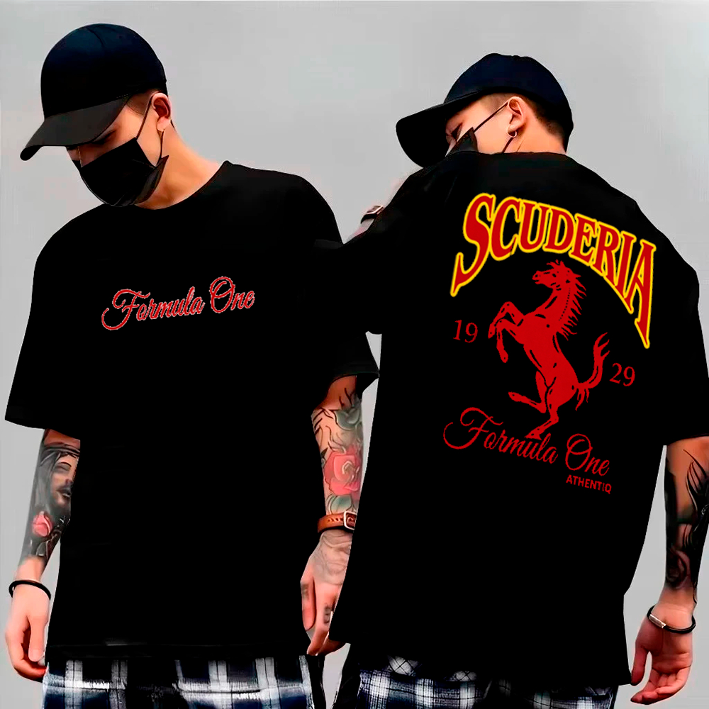 Camiseta Básica e OVERSIZED Algodão Estampada Animals Streetwear Corrida Cars Formula Est 29 Scud Y2k Style Graphic