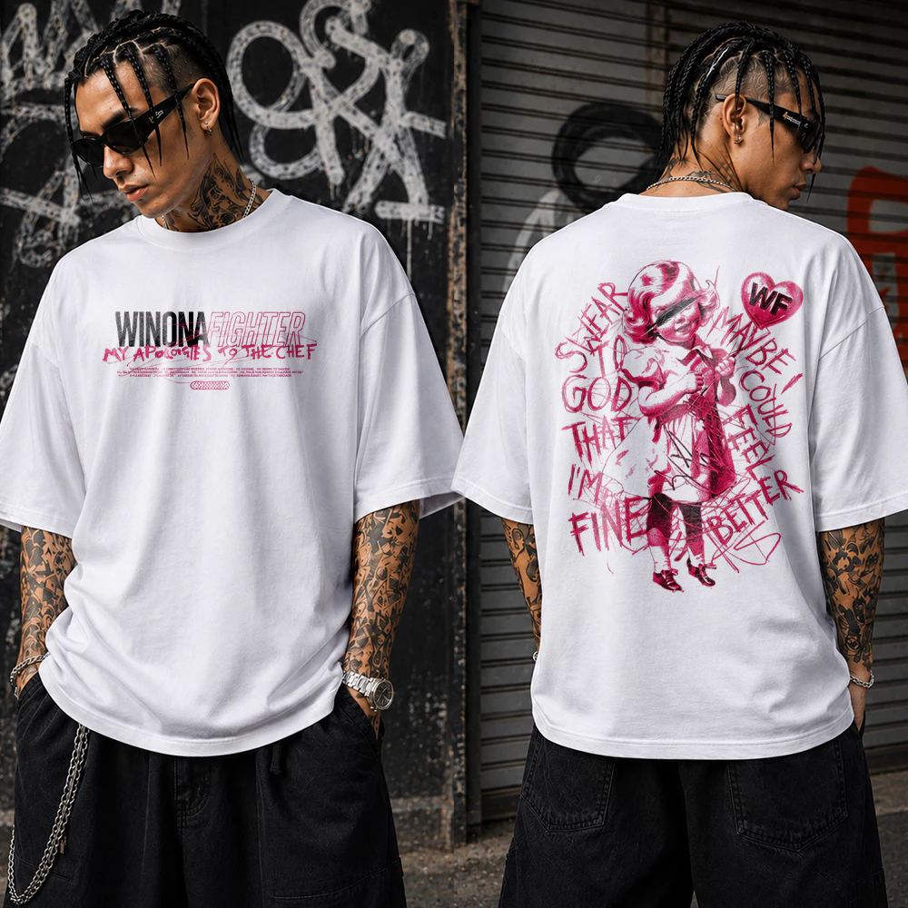 Camiseta Básica e OVERSIZED Winona World Tour Streetwear Fighter WF Girl Y2k Pink Baby Tee Graphic Unissex