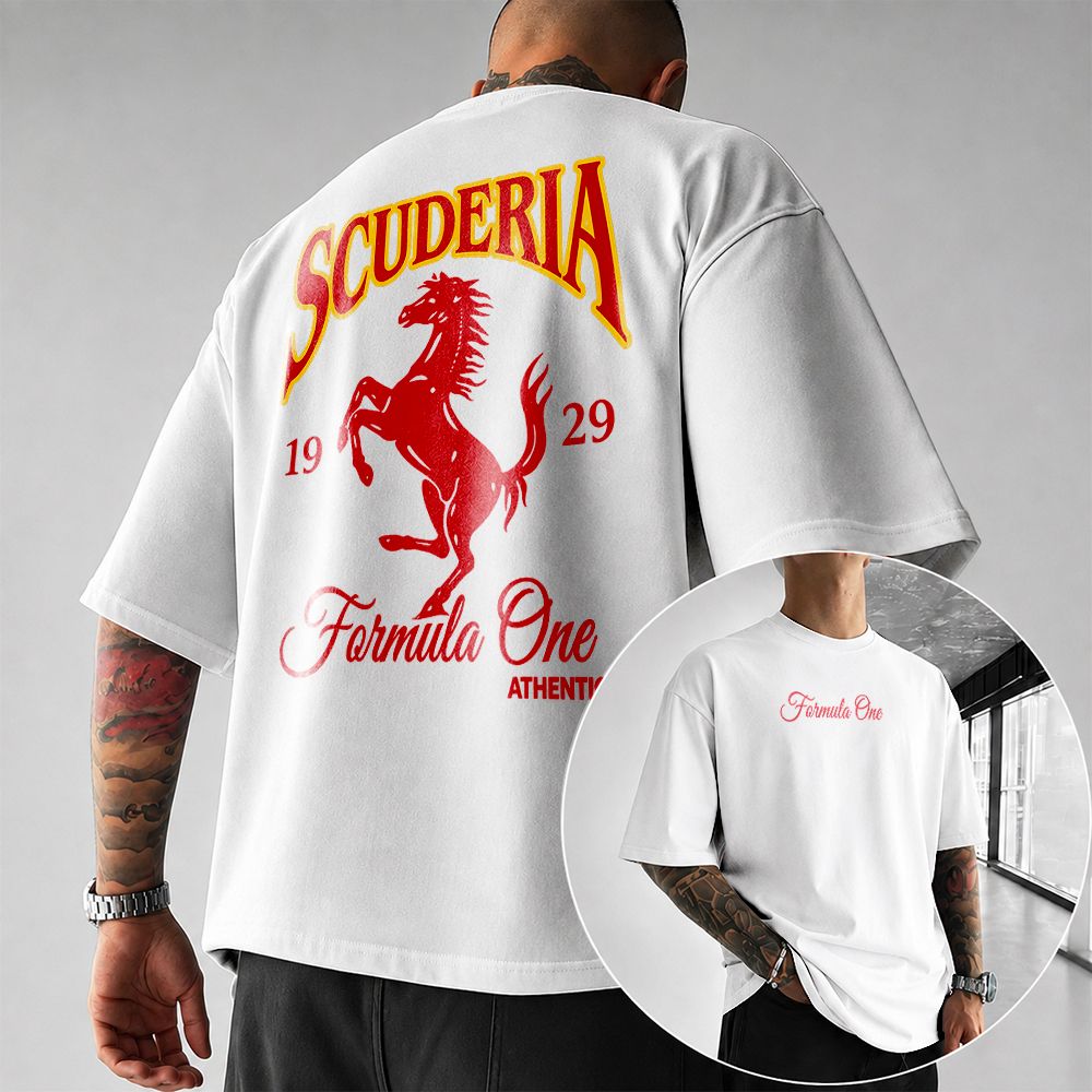 Camiseta Básica e OVERSIZED Streetwear Symbol Cars Y2k Cavalo Animals Corrida Red Style Graphic 29 Est