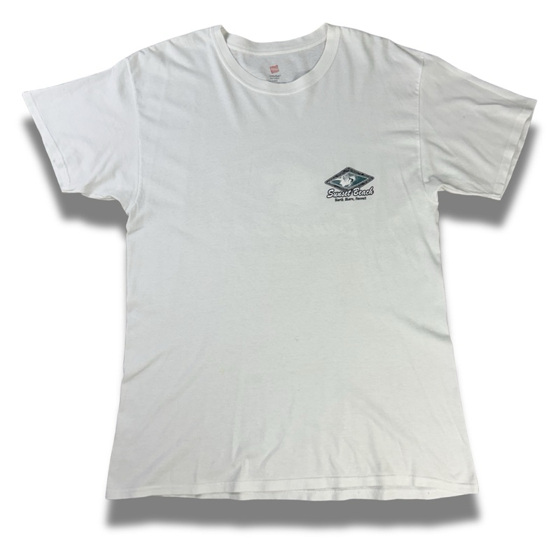 camiseta branca vintage hanes graphic tee sunset beach y2k anos 2000! (brechó)