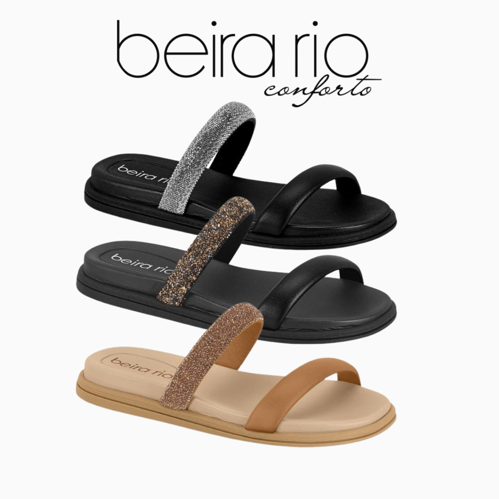 Sandália Papete Feminina Beira Rio 8488.122 Duas Tiras Comfort Plus Size 39 ao 42