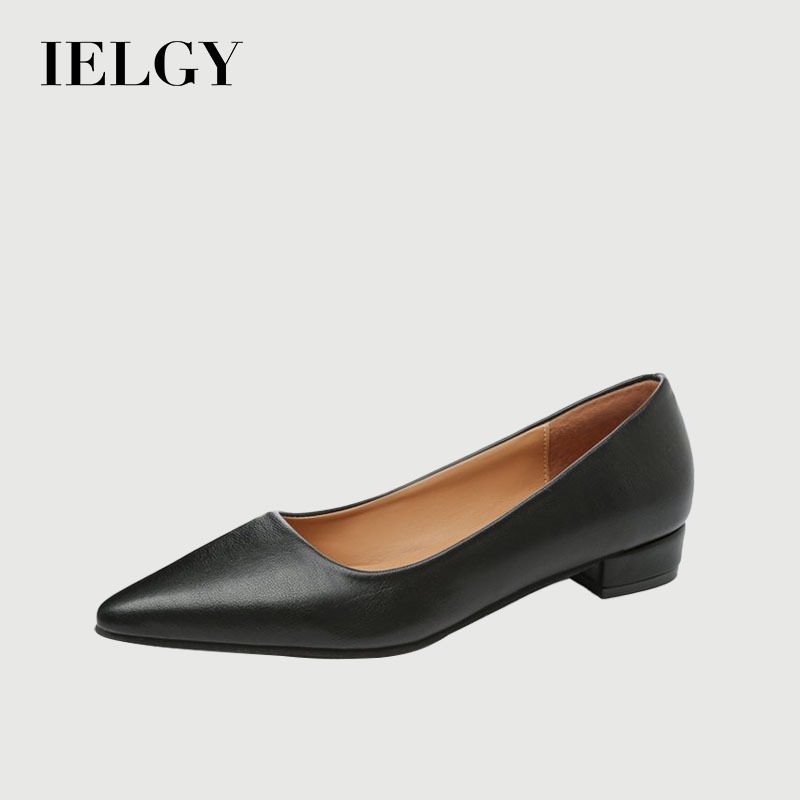 IELGYNew Plus Size Cor Sólida Trabalho Profissional Dedo Quadrado Salto Baixo Flats Feminino