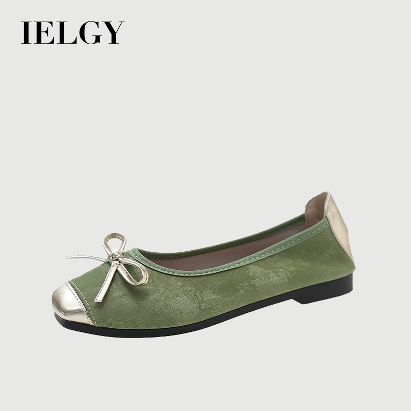 IELGY Francês Plus Size Dedo Quadrado Arco Flat Ballet Shoes Macio E Confortável Novos Solteiros Vintage Chinês