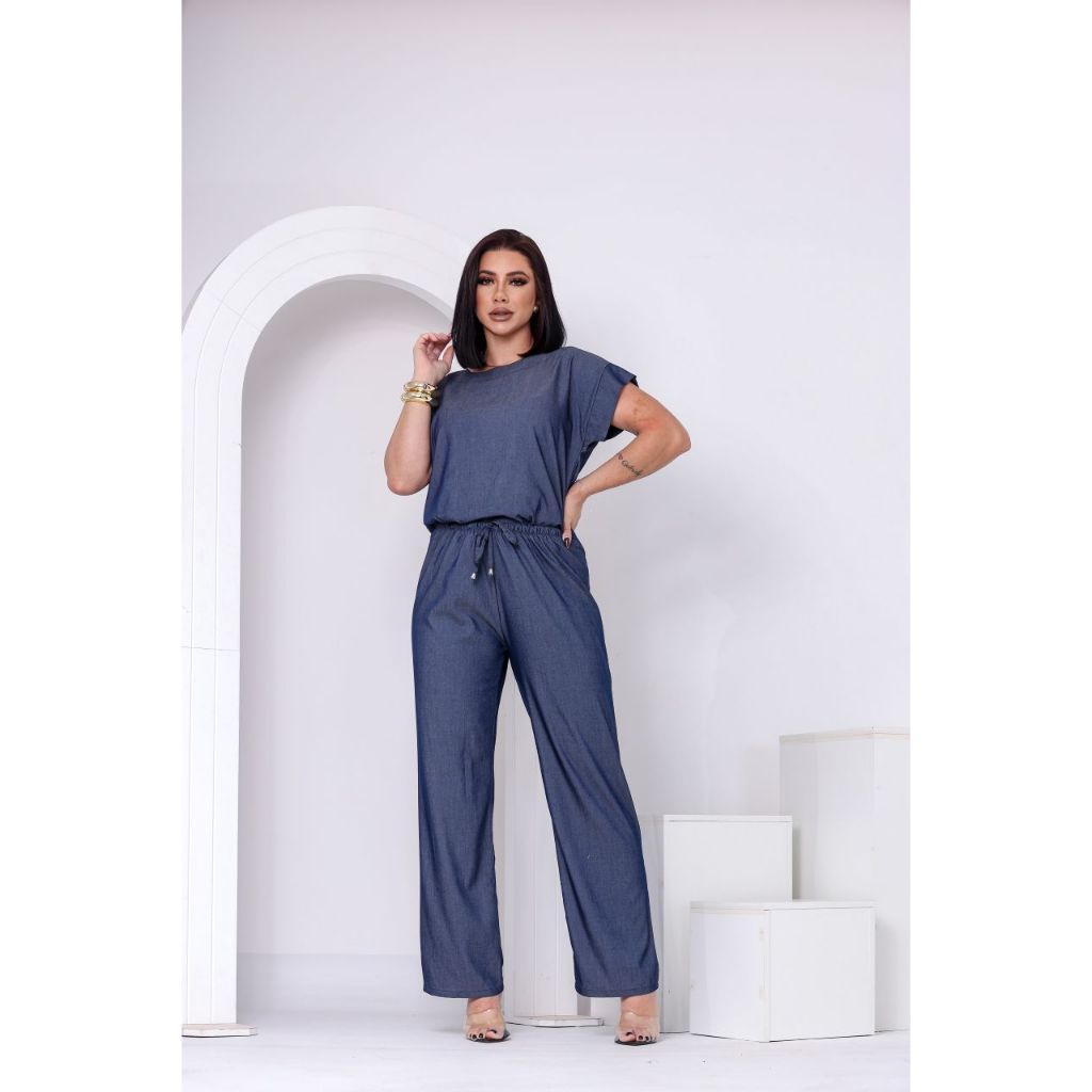 Blusa Feminina Jeans -  Chambray  -  Ampla Soltinha Confort Elegante  Plus Size Verão