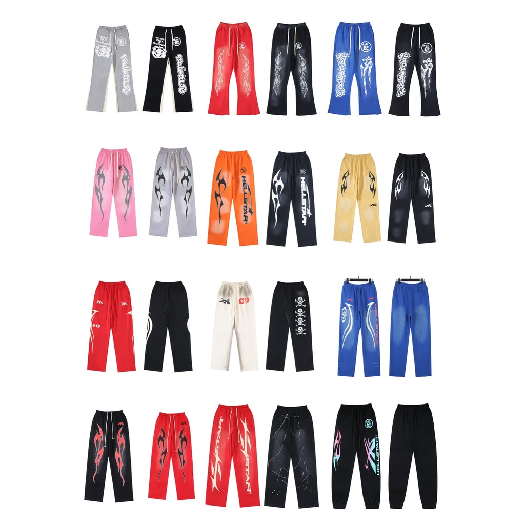 Hellstar lavável puro algodão Terry esportes calças casuais Hiphop High Street Retro Sweat pants