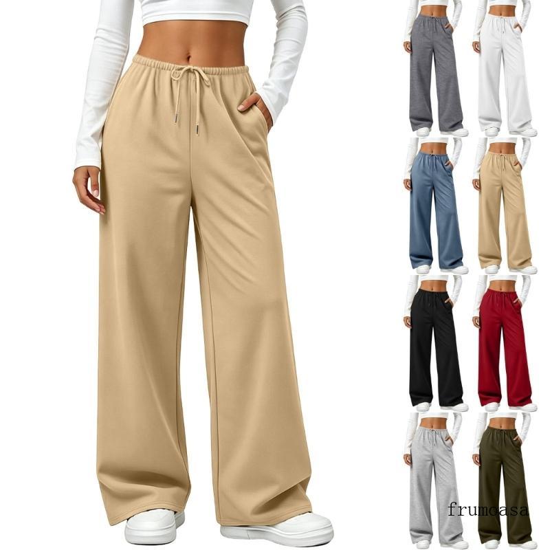 Fru Sweatpants Baggy Drawsting Sweat Pants Casual Solto Ativo Perna Larga Corredores Bolsos