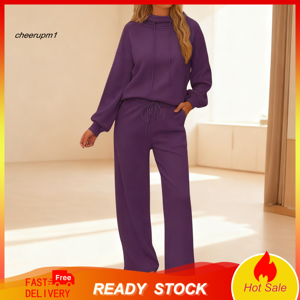 Breathable Tracksuit for Women Women’s Two-piece Set – Long Sleeve Pullover Hoodie Wide Leg Pants Fall Lounge Sweats