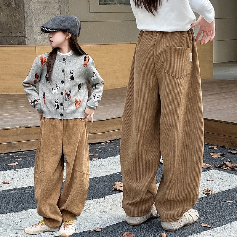 Meninas calças de veludo roupas de inverno 2025 novo estilo crianças meninas outono inverno forro de lã engrossado Sweat