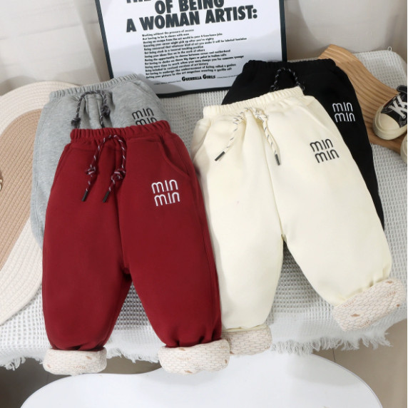Marca forro de lã calças espessadas inverno Encore vermelho elástico estilo de venda quente moda carta forro de lã Sweat