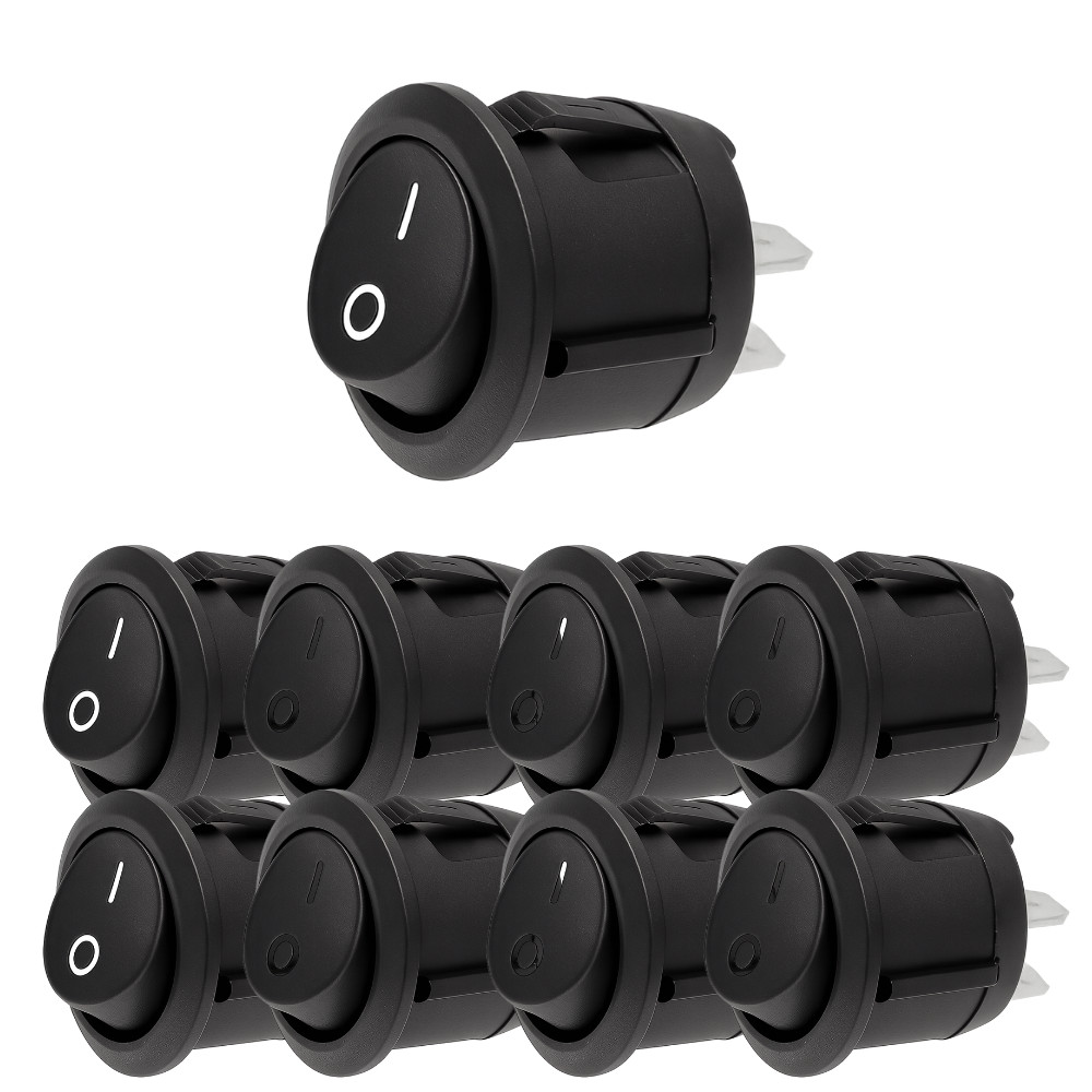 KIT 10 CHAVE GANGORRA PRETA ON/OFF 2POLOS 6A/250V