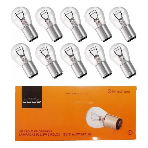 Kit 10 Lâmpadas 2polo P21w/5w 12v Bay15d Lanterna Freio Code Traseira Automotiva Sinalização