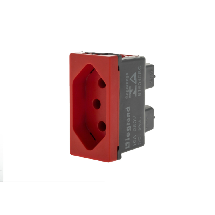 Módulo Tomada Pial Plus+ 2Polos+Terra 10A Vermelho - 615039VM