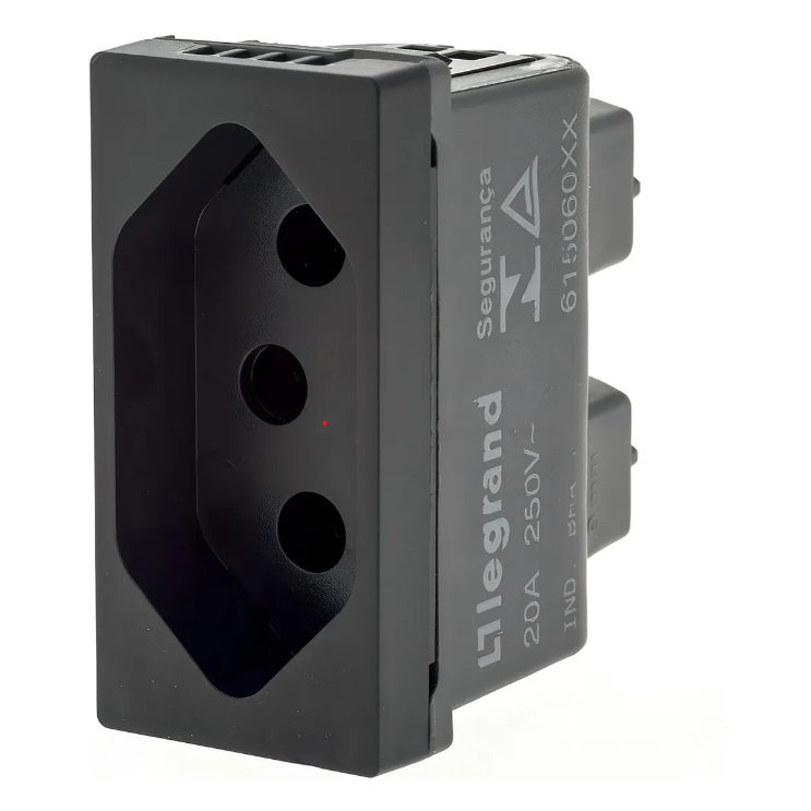Módulo Tomada Pial Plus+ 2Polos+Terra 20A Preto- 615060PT