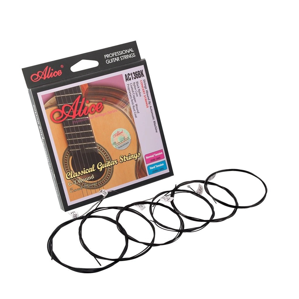 Alice AC136BK Preto Nylon Trebles Cobre Ferido Revestimento Antiferrugem Cordas De Guitarra Clássica