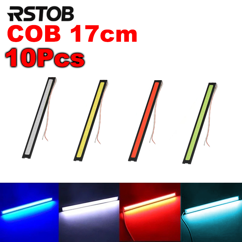 Rstob 10pcs 17cm Cob Drl LED Luzes Diurnas 12v Tira De Listras De Carro À Prova D'água