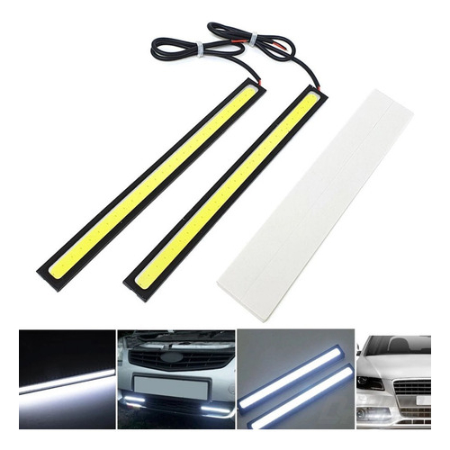 Par Barra Led Drl Farol Auxiliar Carro 17cm Fita Automotivo