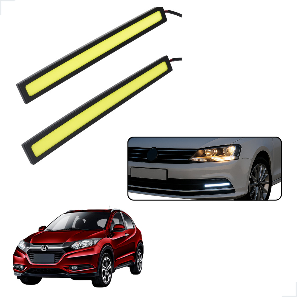 Par Barra LED DRL 17cm Super Branca 6000K Efeito Xenon Auxiliar Honda HR-V
