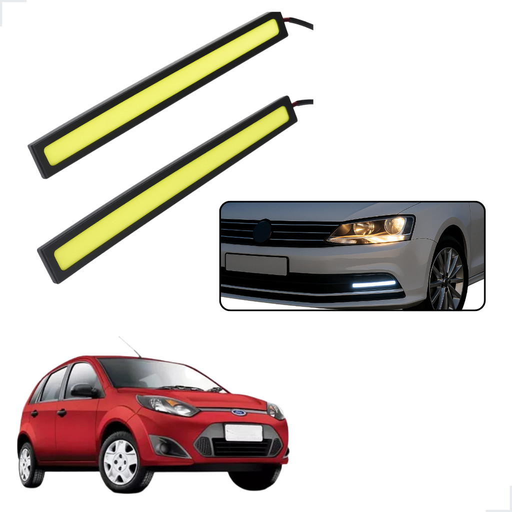 Par Barra LED DRL 17cm Luz Branca 6000K Auxiliar Tuning Efeito Xenon Ford Fiesta