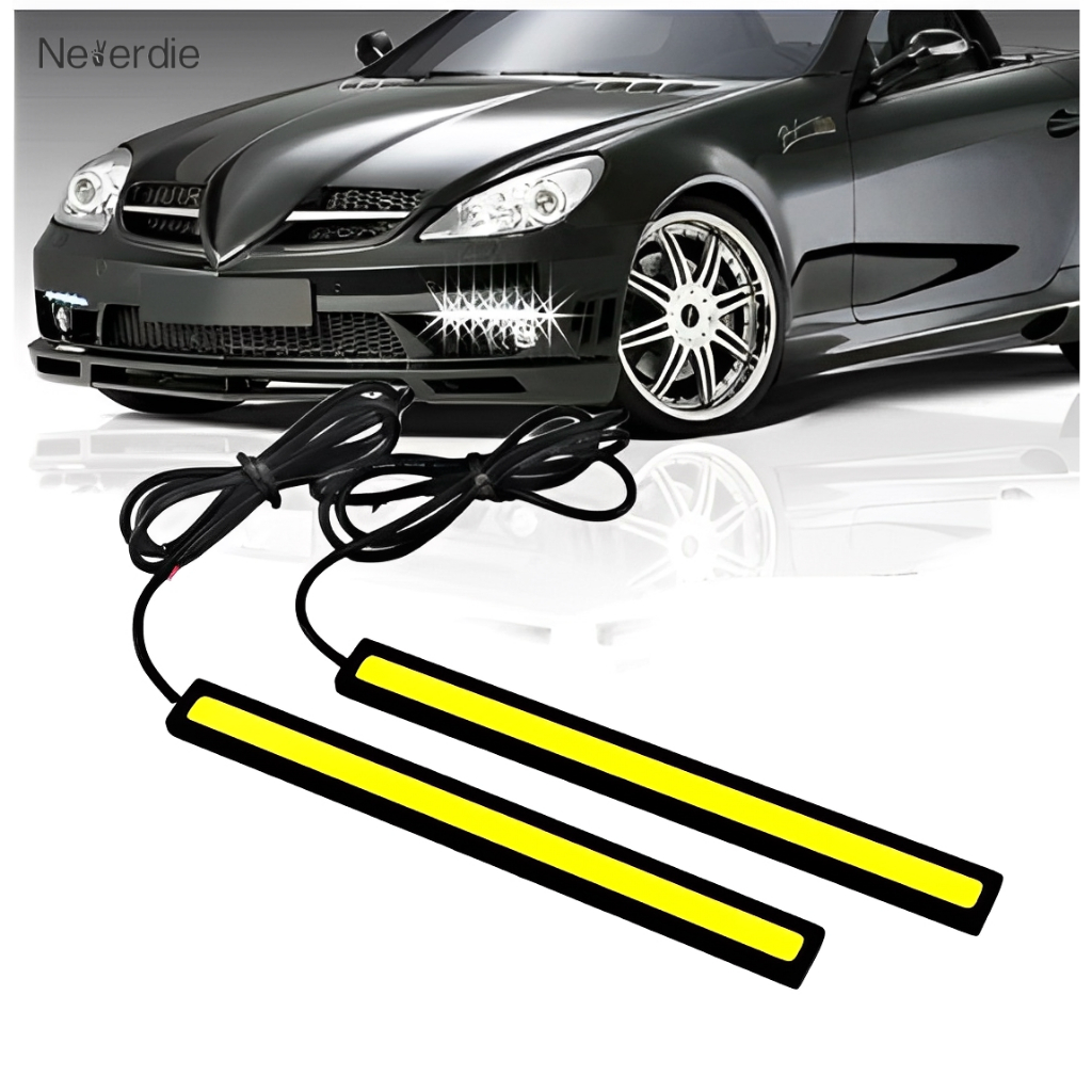 Par De Barras De Led Barrinha Neon Drl 17cm 6000k 12v Luz Diurna Universal Prova D'água 2x6w Farol