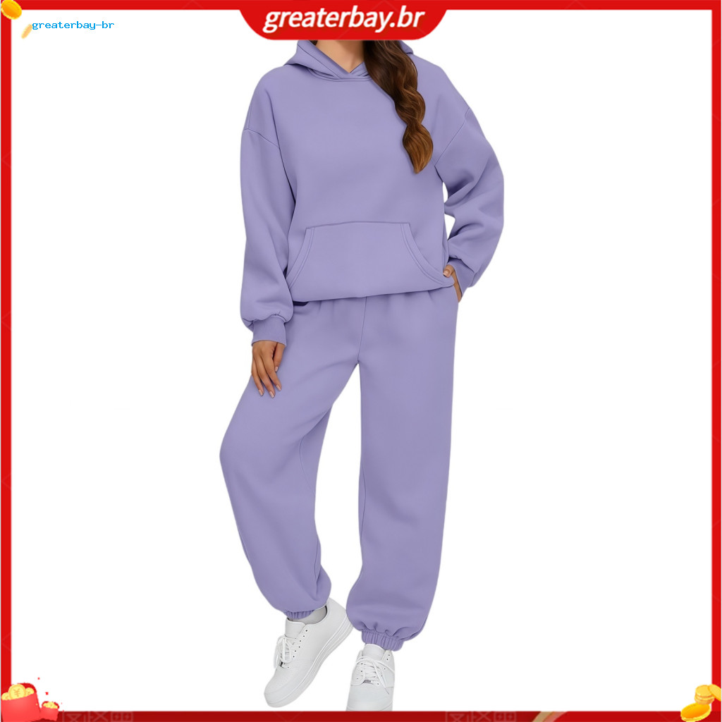 Women’s Two Piece Tracksuit Set – Long Sleeve Hoodie High Waist Joggers Sweatpants Sportswear Matching Outfit for Sp